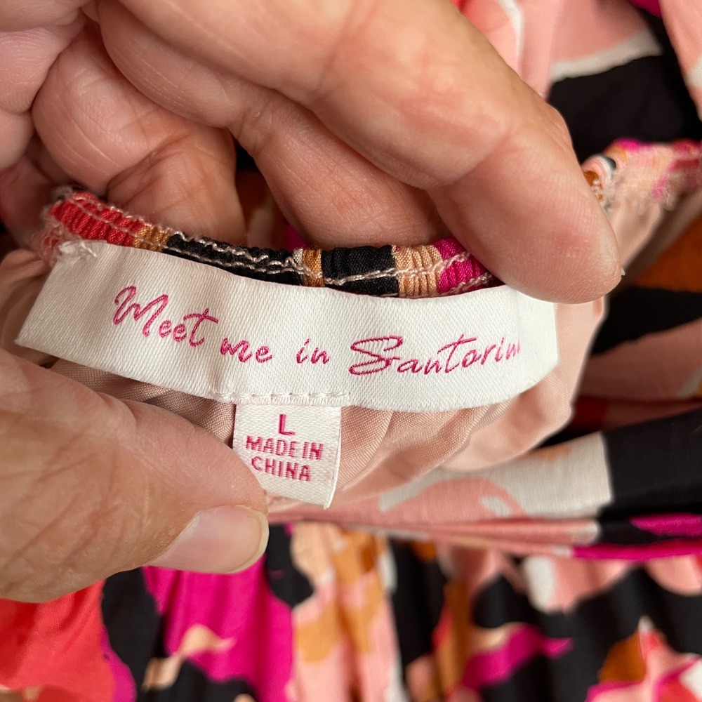 Meet Me in Santorini Maxi Dress Womens L Abstract Floral Tie Back Resortwear - Picture 6 of 11
